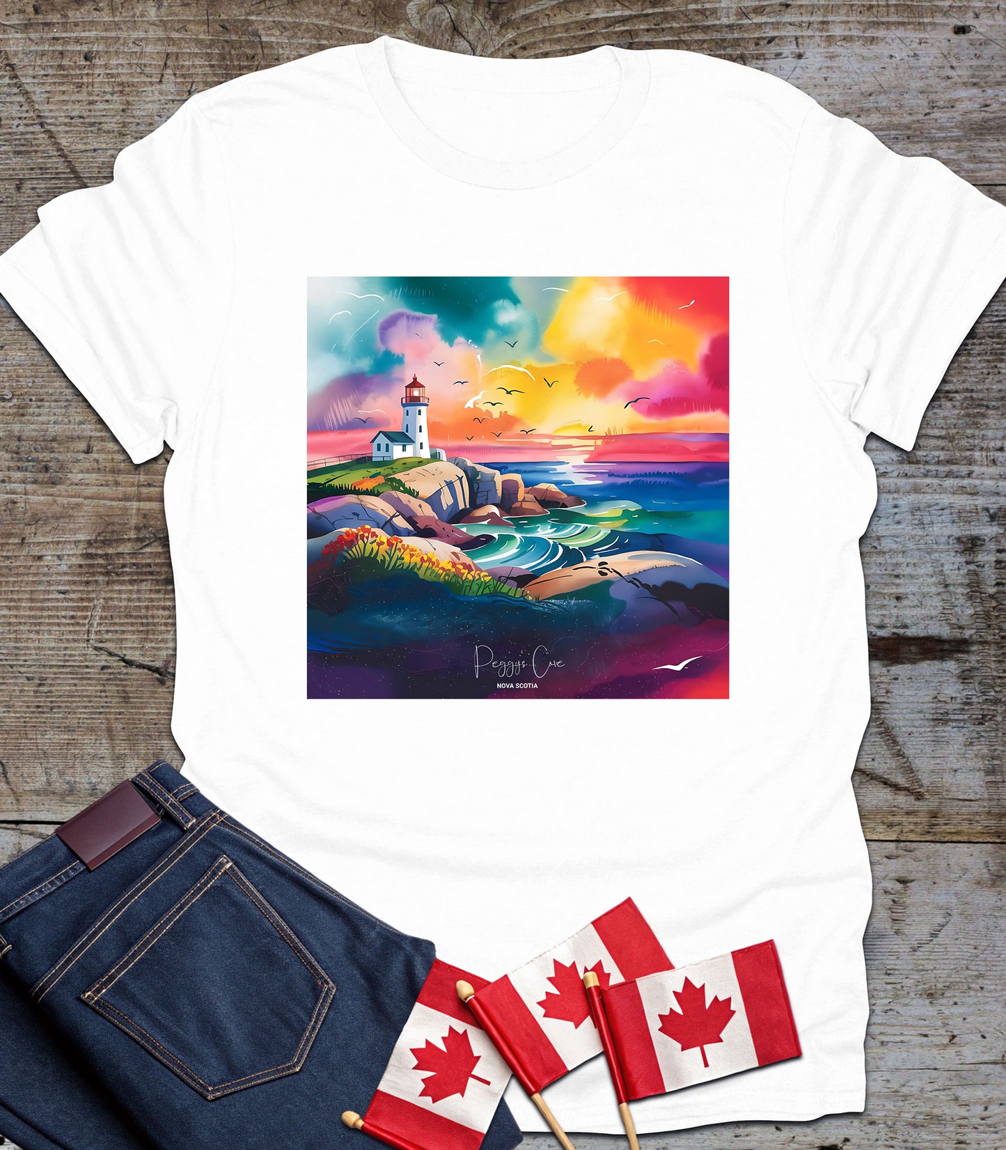 Peggy’s Cove Lighthouse Watercolor - Graphic T-Shirt