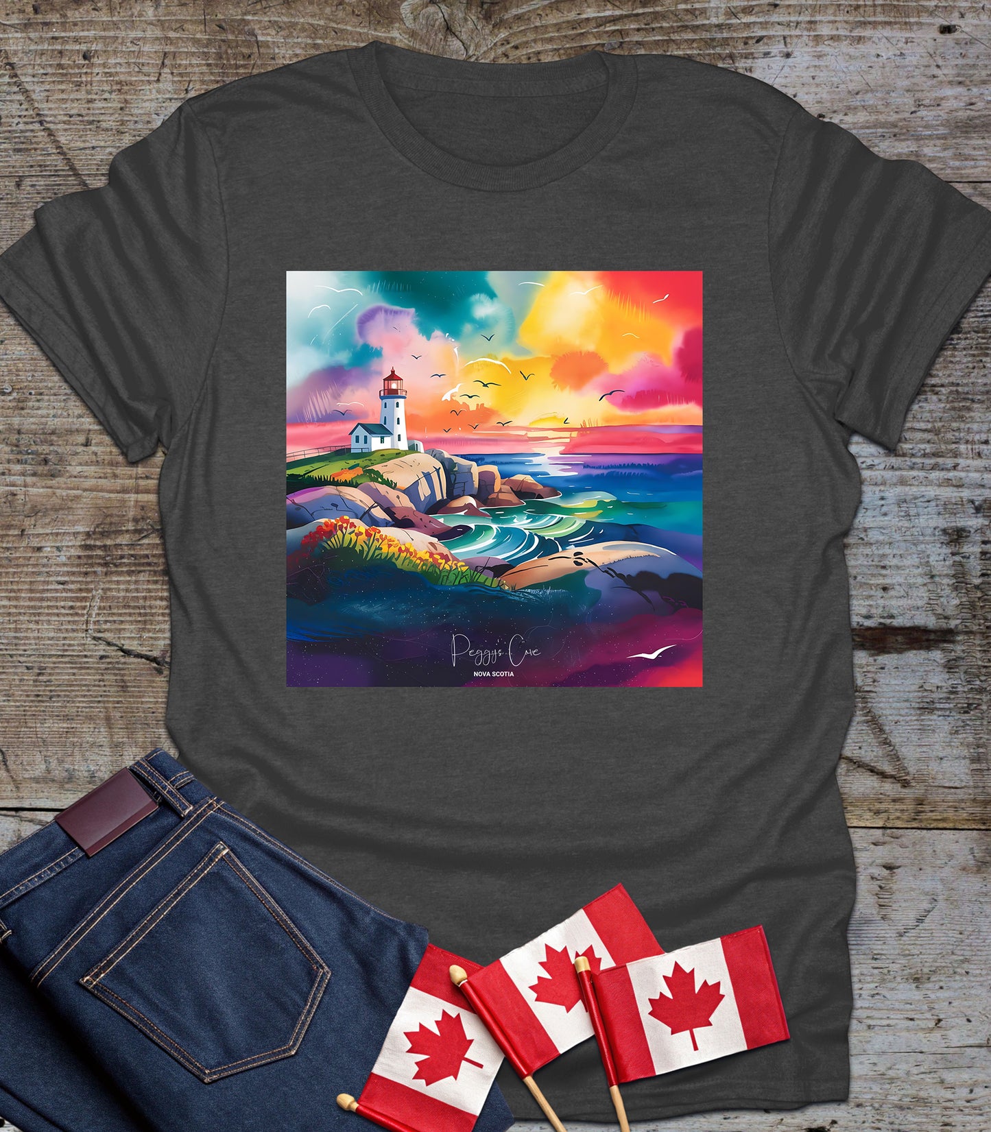Peggy’s Cove Lighthouse Watercolor - Graphic T-Shirt