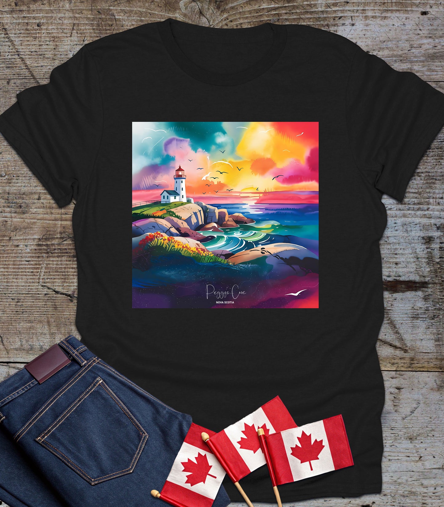 Peggy’s Cove Lighthouse Watercolor - Graphic T-Shirt