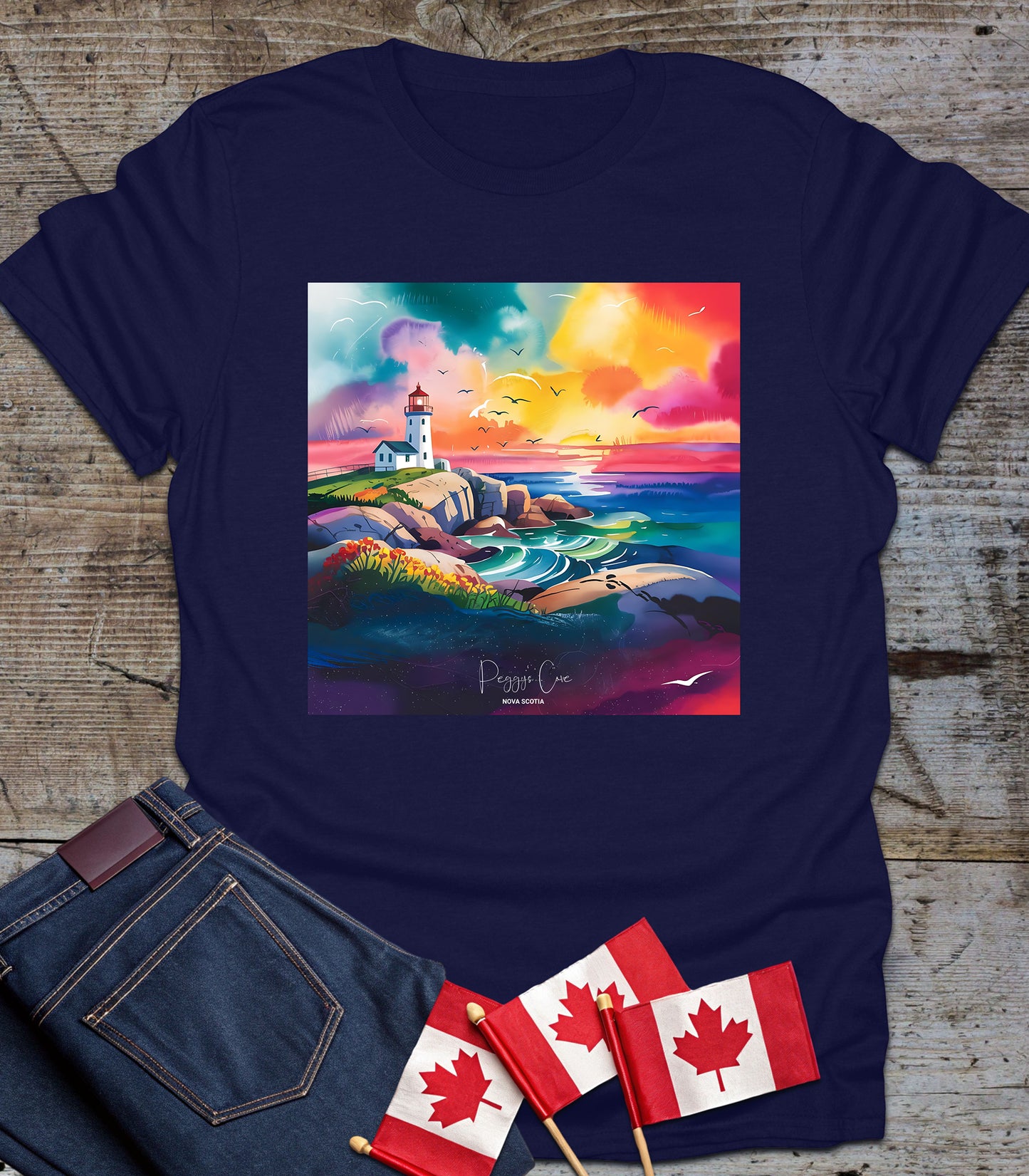 Peggy’s Cove Lighthouse Watercolor - Graphic T-Shirt