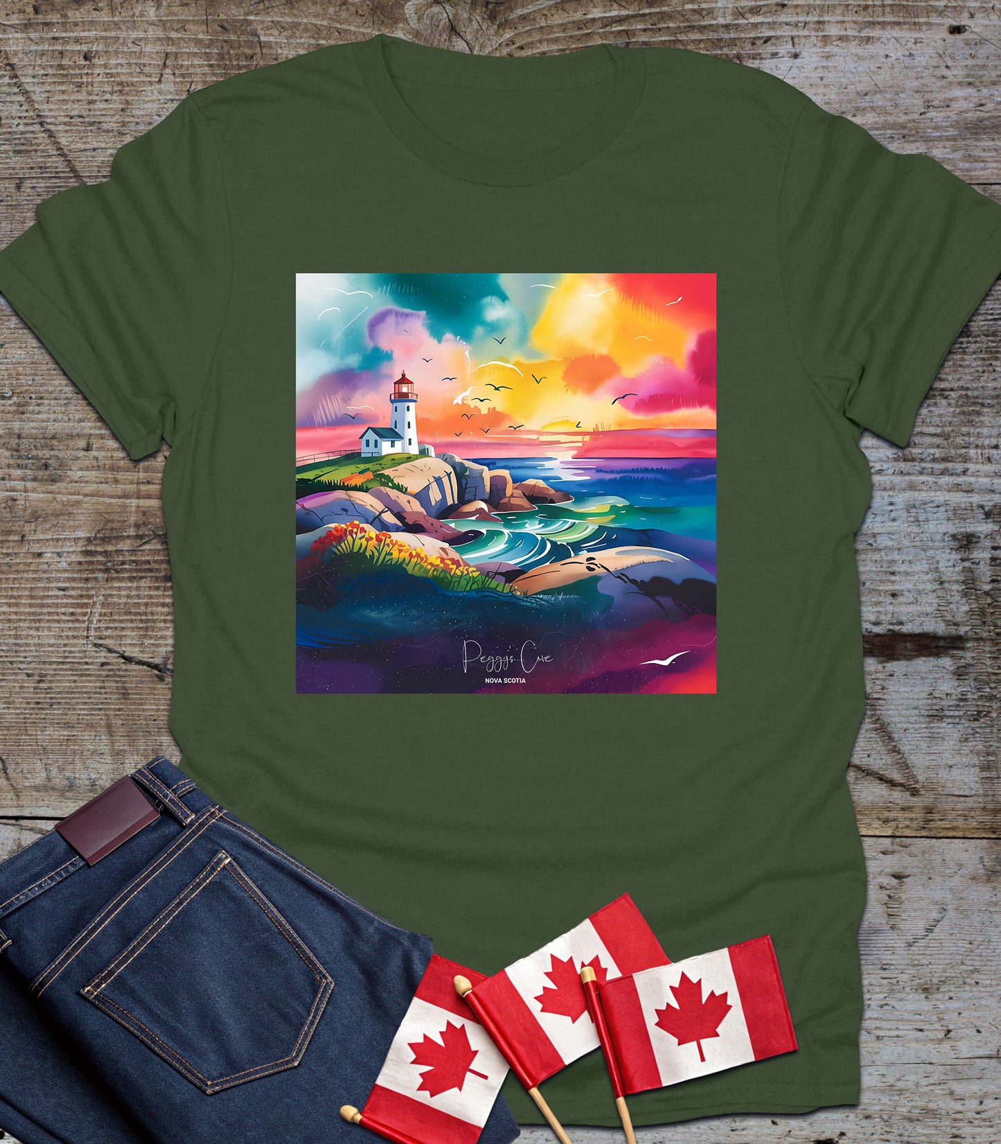 Peggy’s Cove Lighthouse Watercolor - Graphic T-Shirt