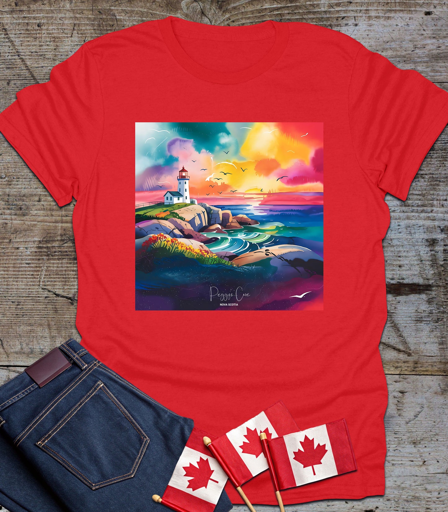 Peggy’s Cove Lighthouse Watercolor - Graphic T-Shirt
