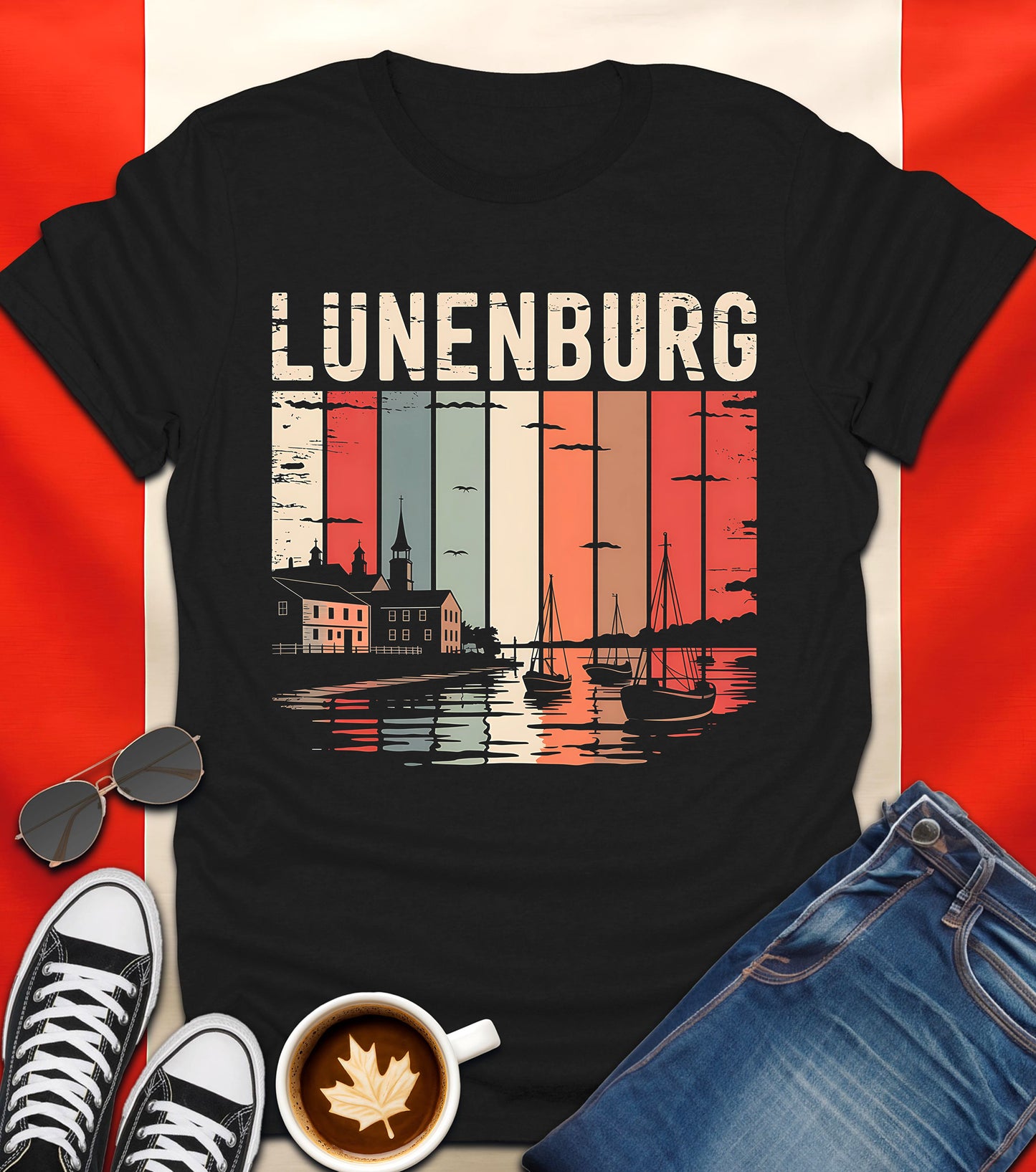 "Lunenburg Sunset" Vintage Maritime Canada T-Shirt