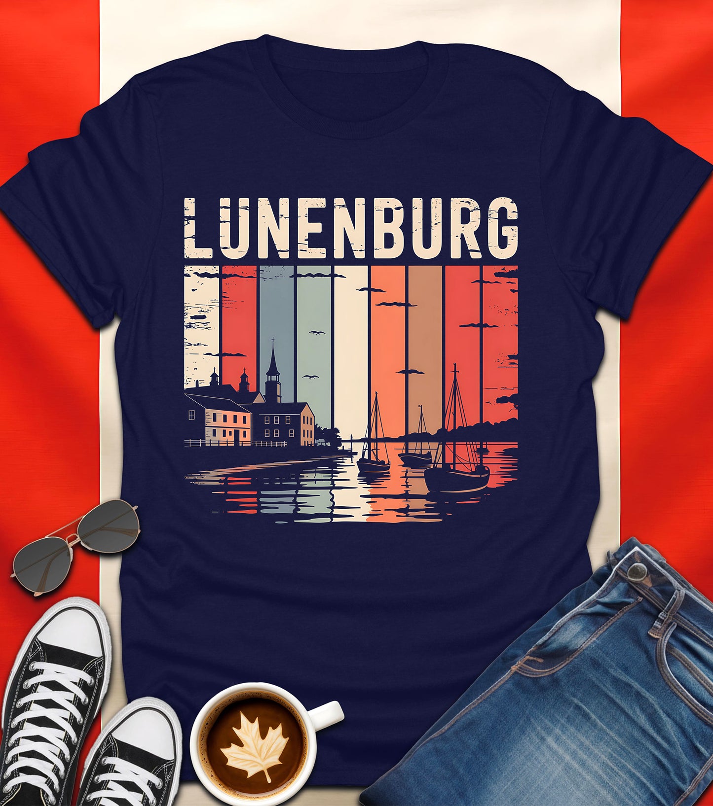 "Lunenburg Sunset" Vintage Maritime Canada T-Shirt