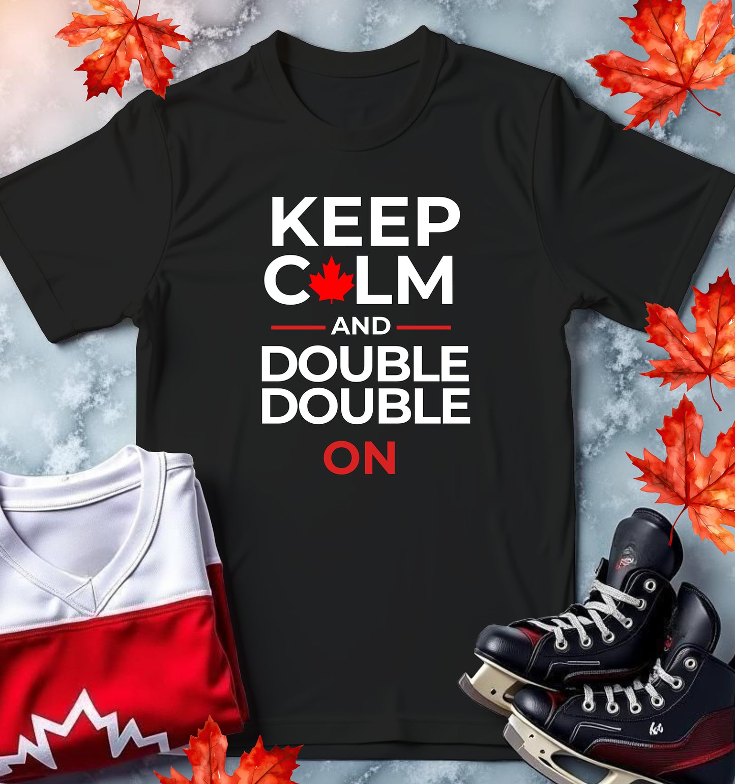 "Keep Calm and Double Double On" Canadian Coffee Tee
