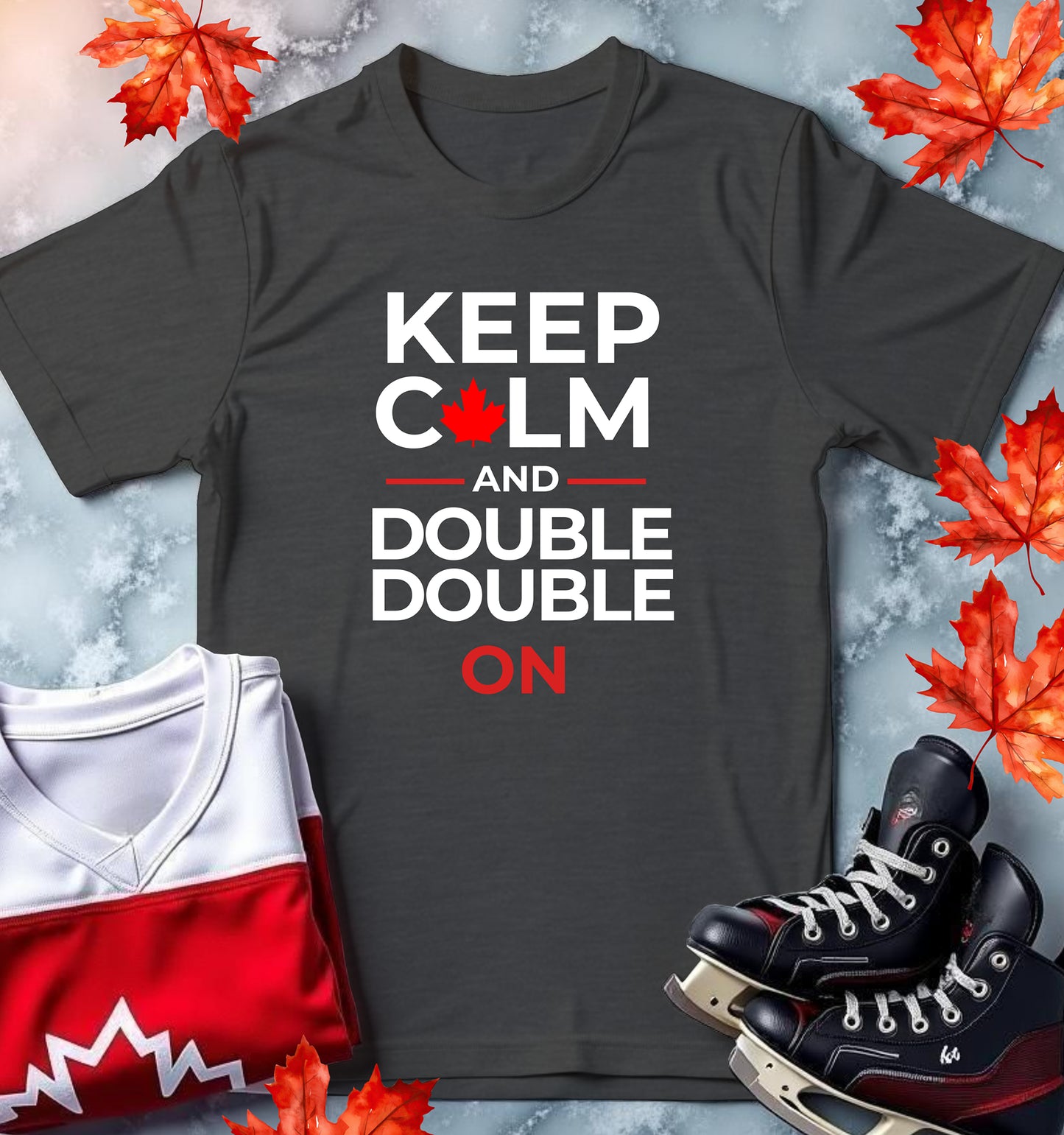 "Keep Calm and Double Double On" Canadian Coffee Tee