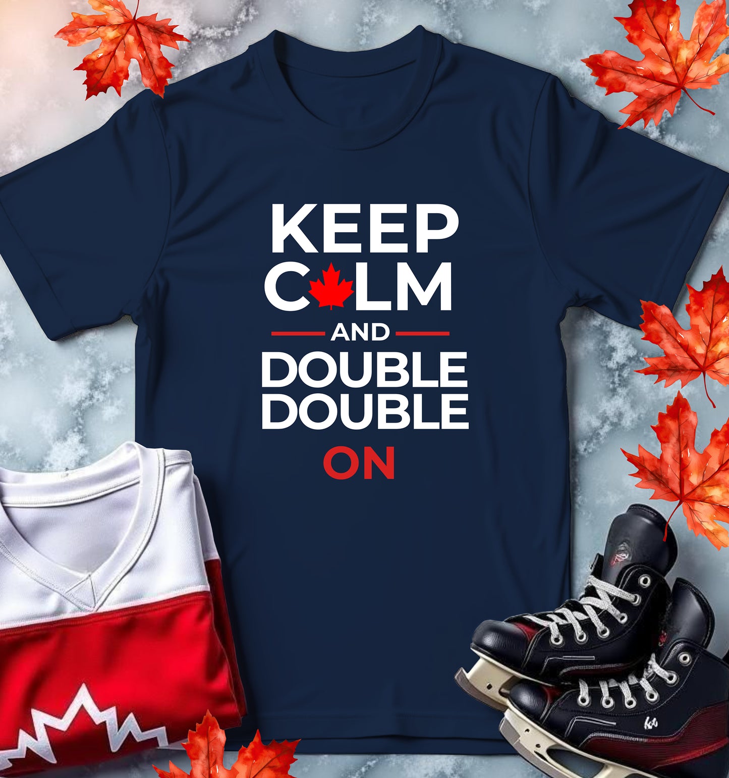 "Keep Calm and Double Double On" Canadian Coffee Tee