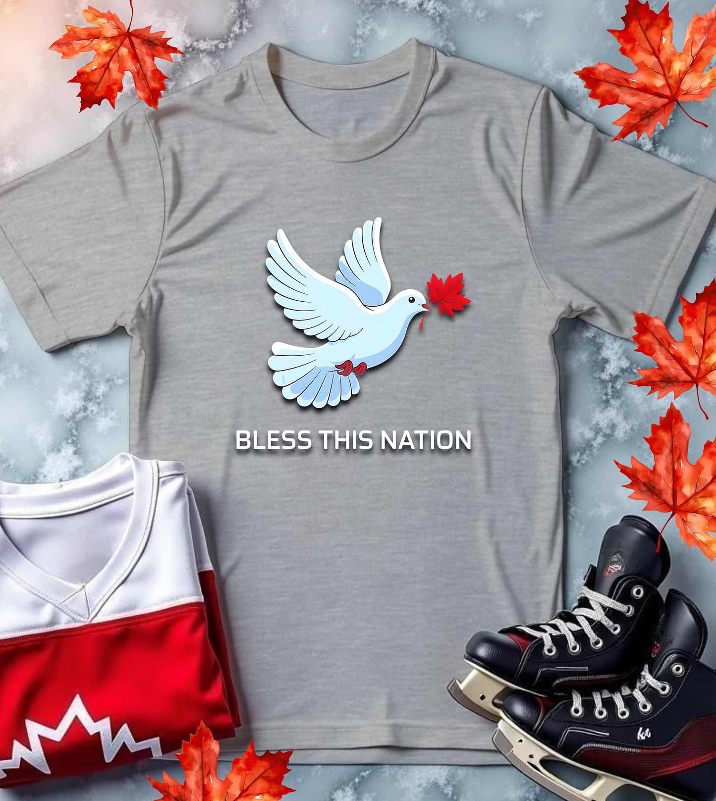 "Bless This Nation" Peace Dove with Maple Leaf T-Shirt