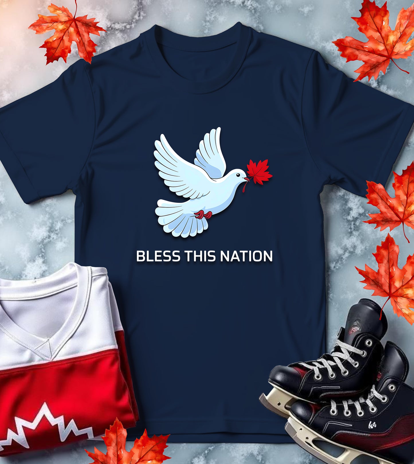 "Bless This Nation" Peace Dove with Maple Leaf T-Shirt