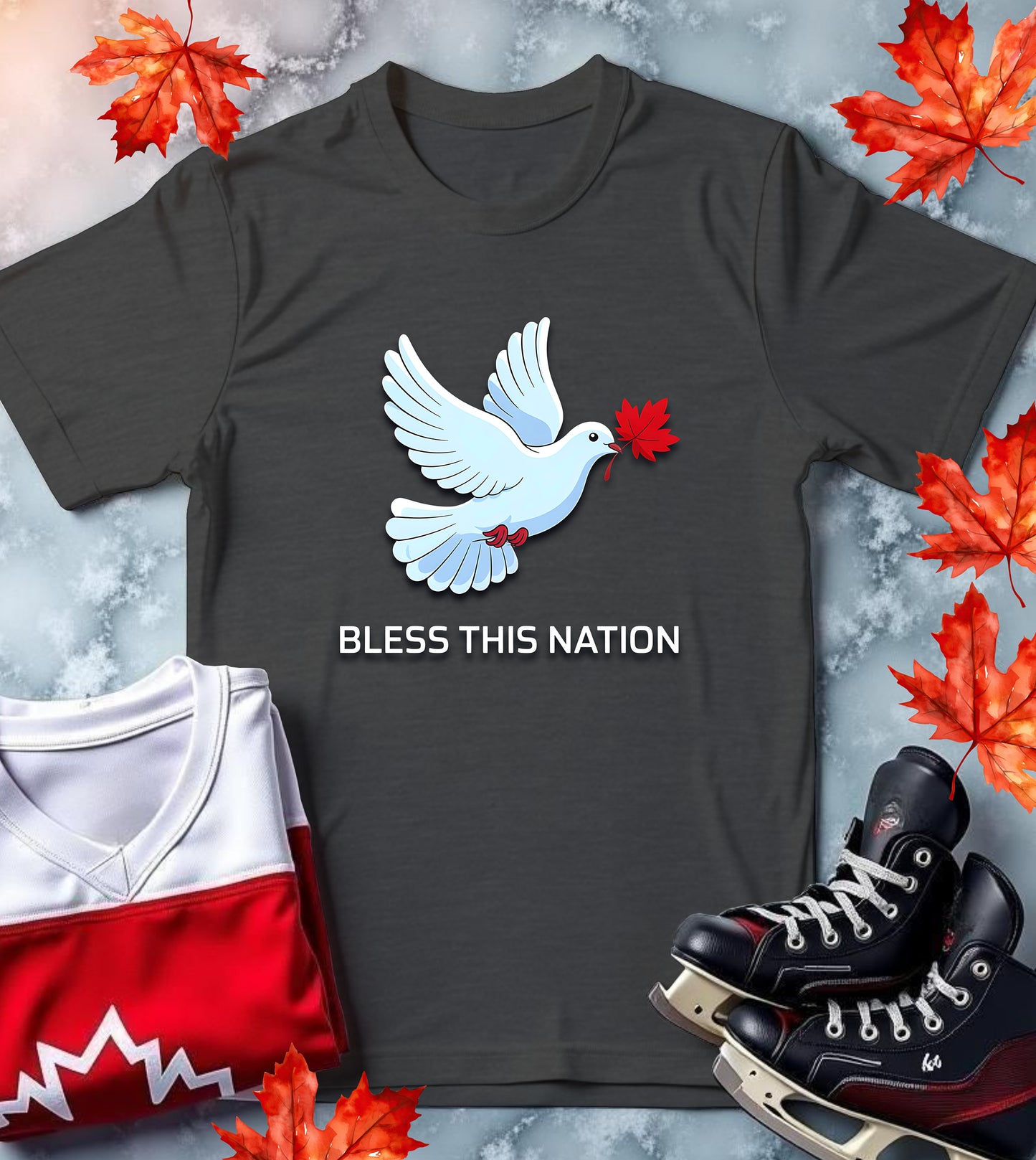 "Bless This Nation" Peace Dove with Maple Leaf T-Shirt