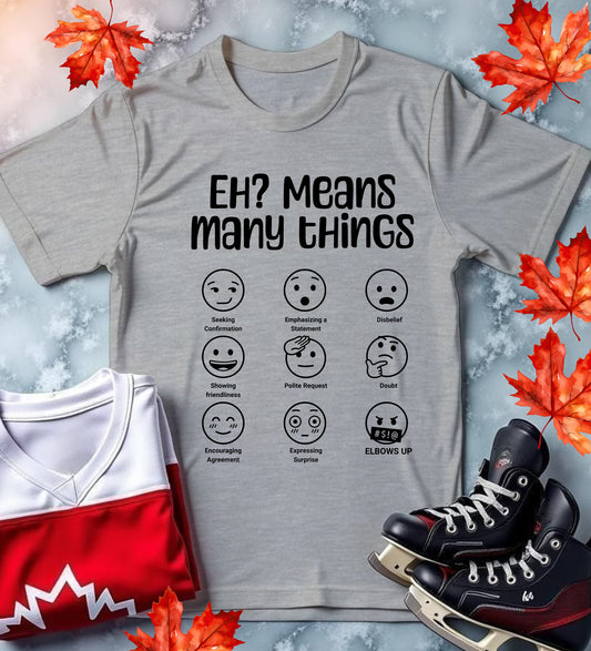 'EH? Means Many Things' Unisex Softstyle T-Shirt