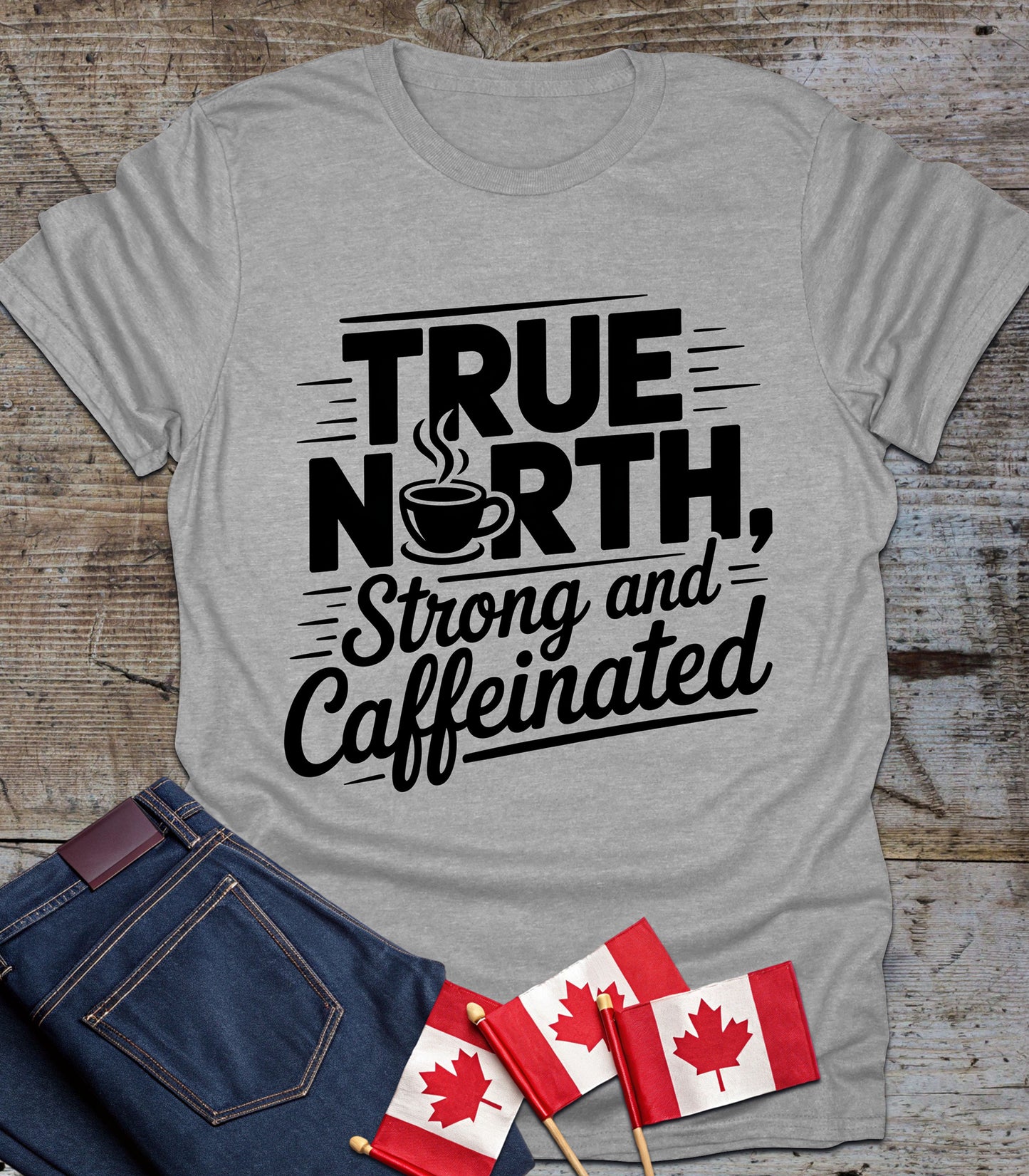 True North Strong and Caffeinated | Unisex Softstyle Tee for Coffee Lovers
