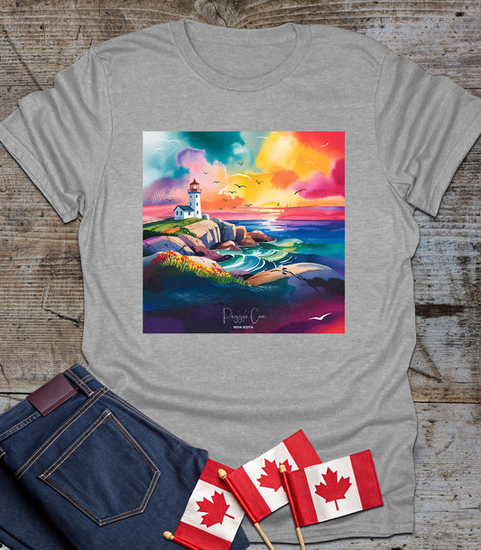 Peggy’s Cove Lighthouse Watercolor - Graphic T-Shirt