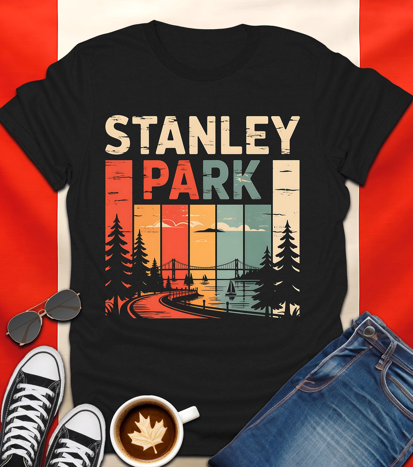 "Stanley Park Vintage" Vancouver Retro Sunset T-Shirt