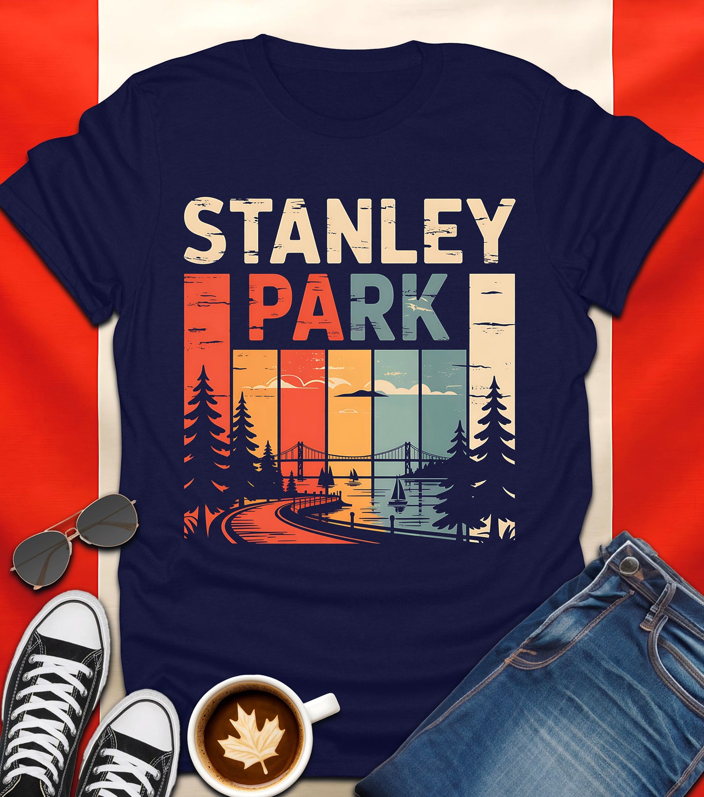 "Stanley Park Vintage" Vancouver Retro Sunset T-Shirt