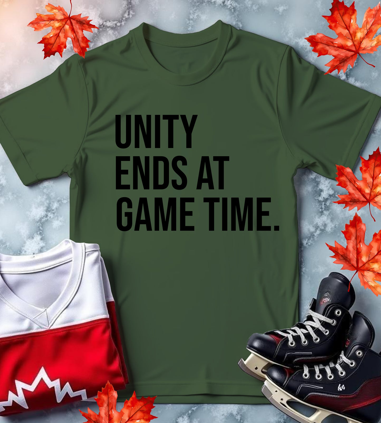 "Unity Ends at Game Time" Canadian Rivalry T-Shirt